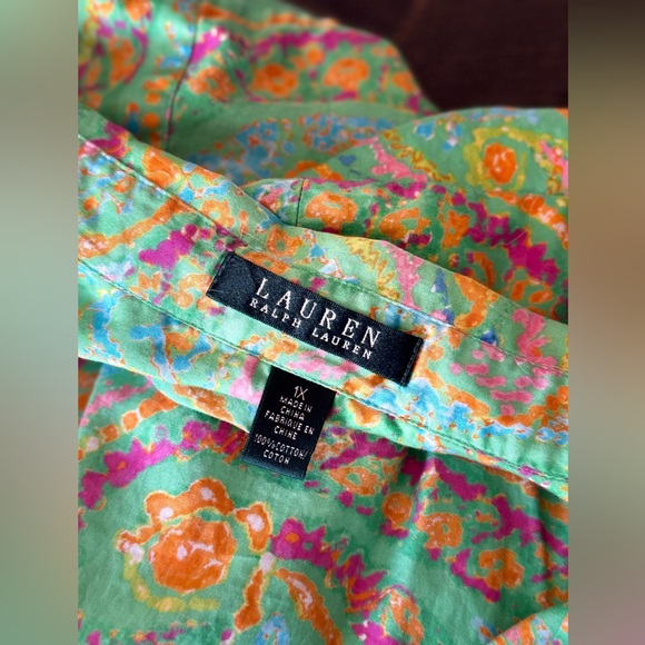 Lauren Ralph Lauren Plus Size Bright Paisley Button Shirt - Picture 4 of 4